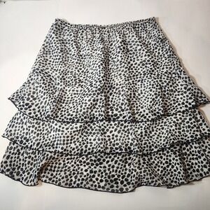 Frankie & Missy Dalmatian Print Tiered Ruffle Mini Skirt Black White y2k style